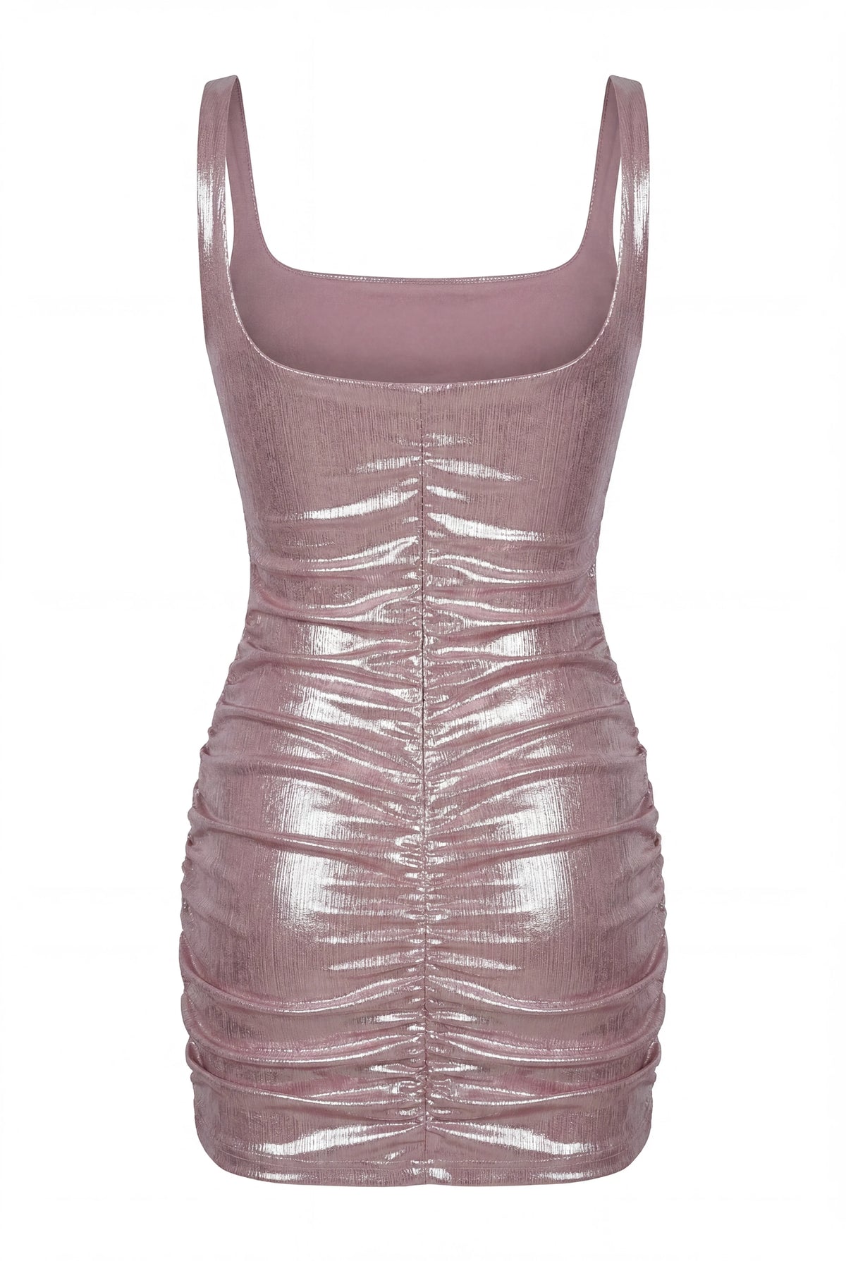 Shimmer Pink Stretch Fitted Mini Dress