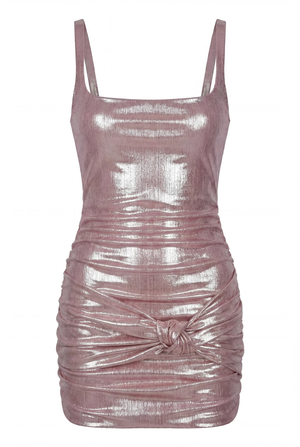Shimmer Pink Stretch Fitted Mini Dress