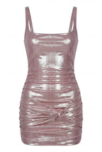 Shimmer Pink Stretch Fitted Mini Dress