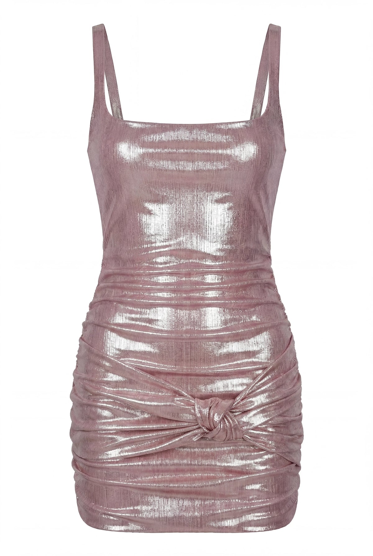 Shimmer Pink Stretch Fitted Mini Dress