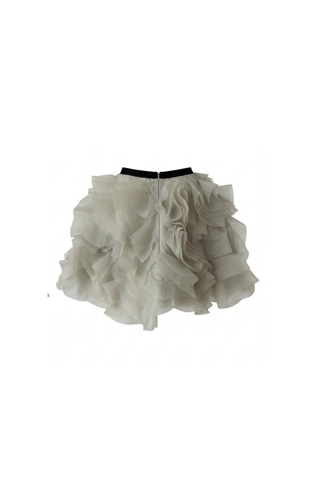 Olive Organza Handmade Floral Mini Skirt