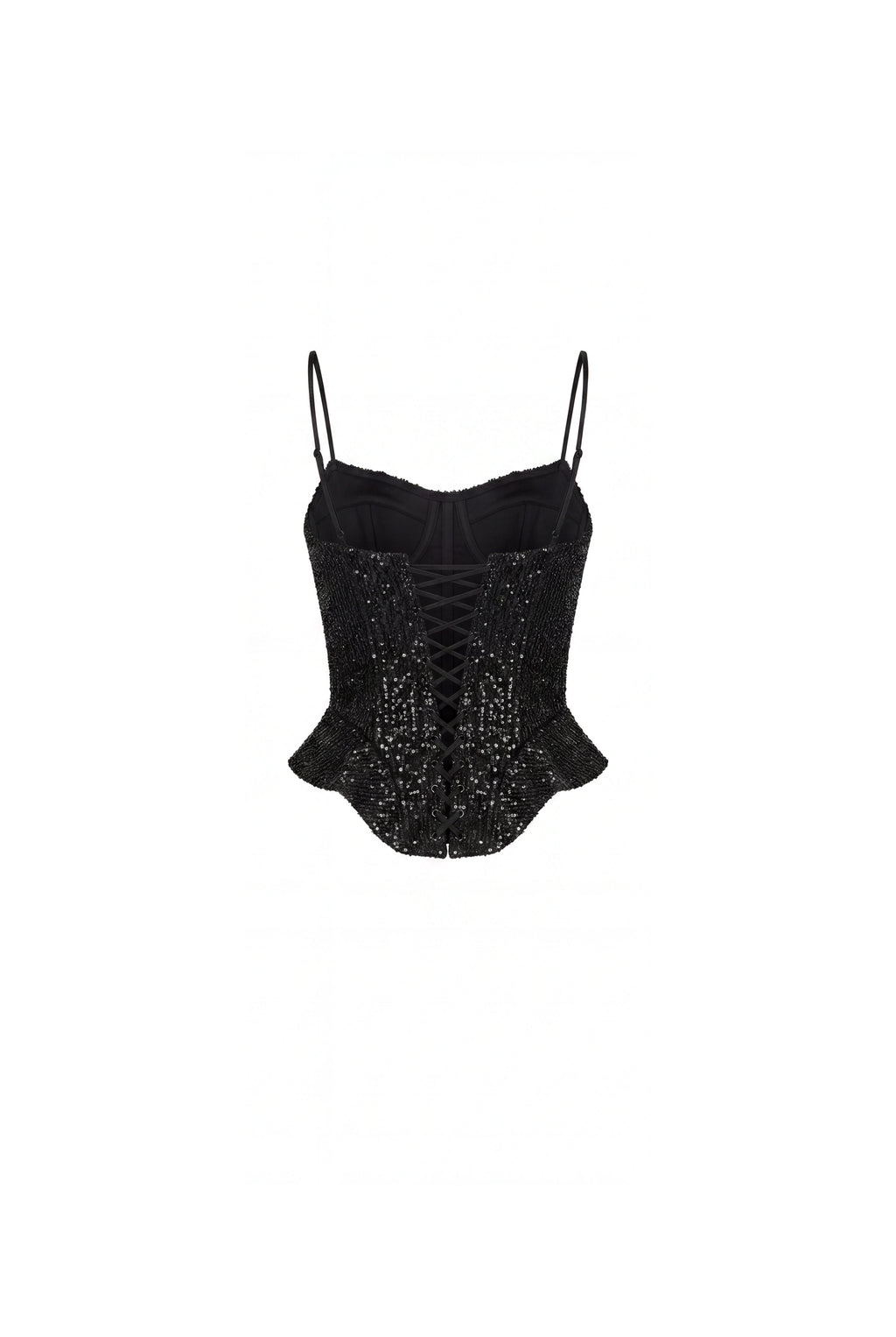 Lacing Waist Classic Black Satin Corset