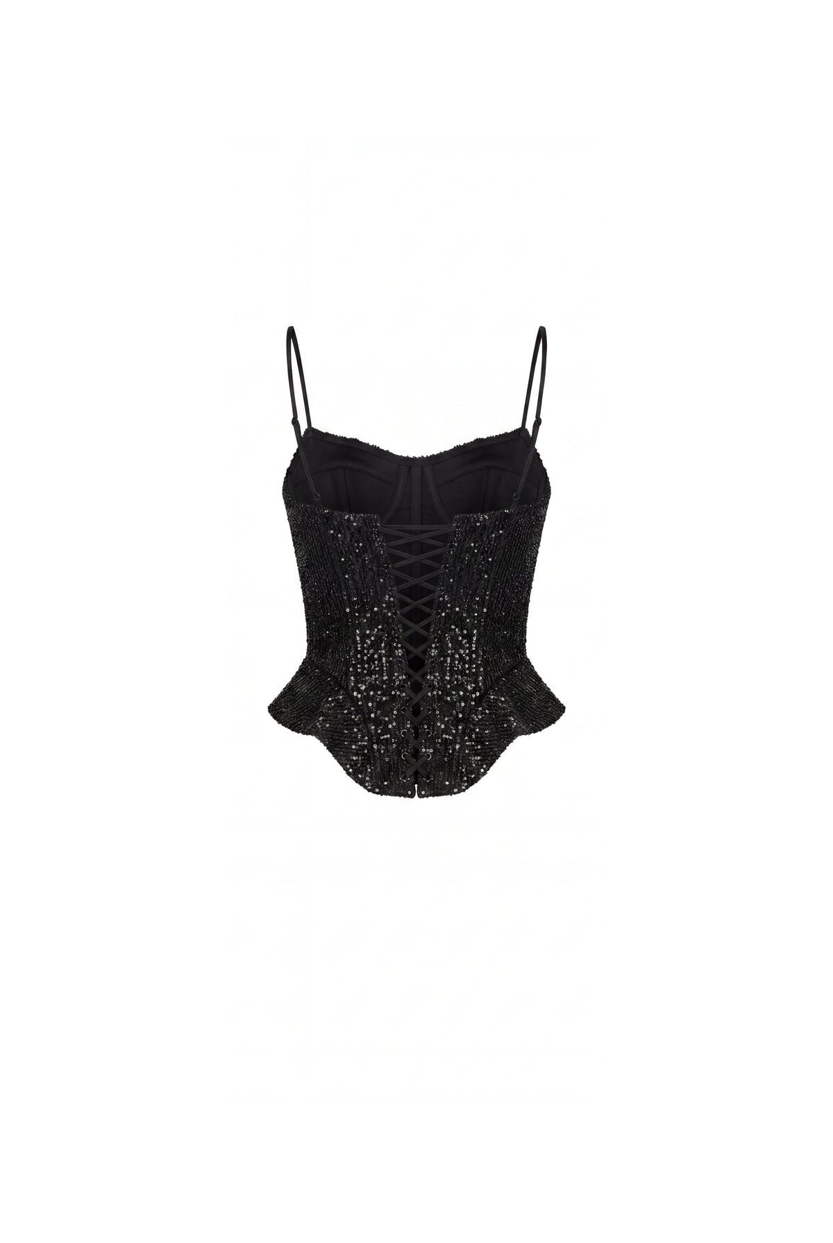 Lacing Waist Classic Black Satin Corset