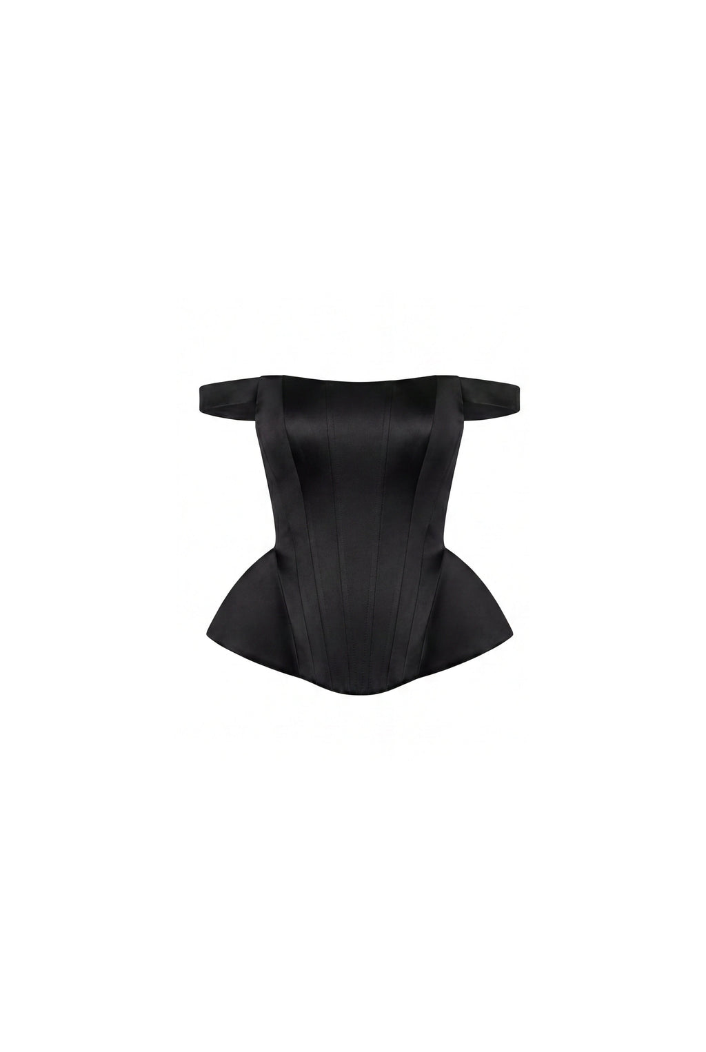 Black Satin Off-Shoulder Sculpting Corset