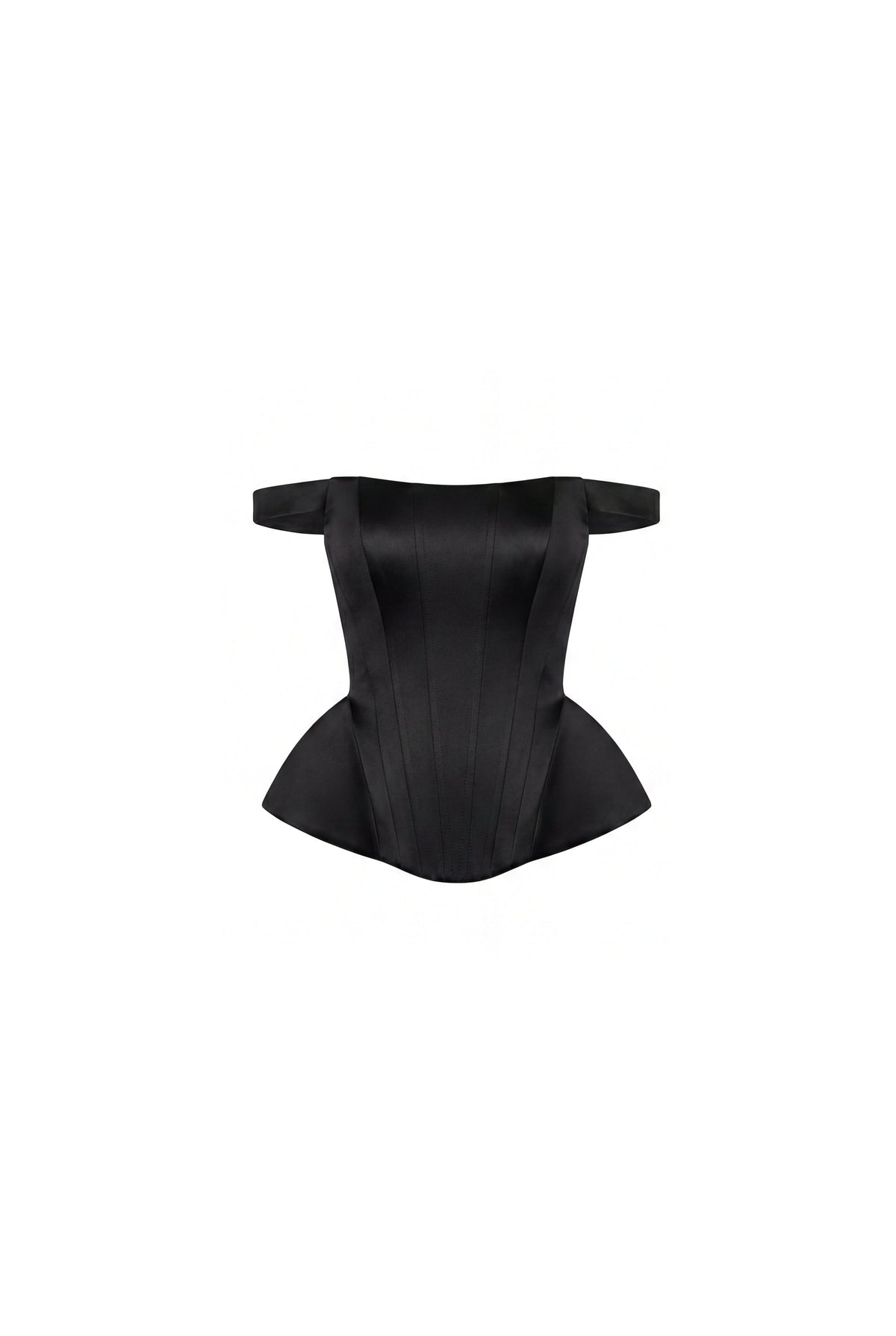 Black Satin Off-Shoulder Sculpting Corset