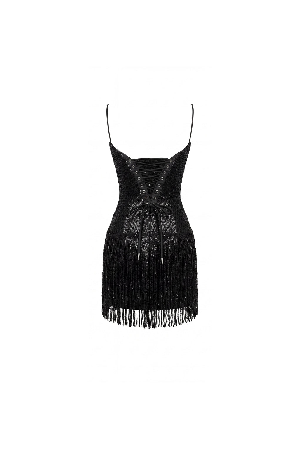 Lacing Waist Sequin Lace Mini Dress