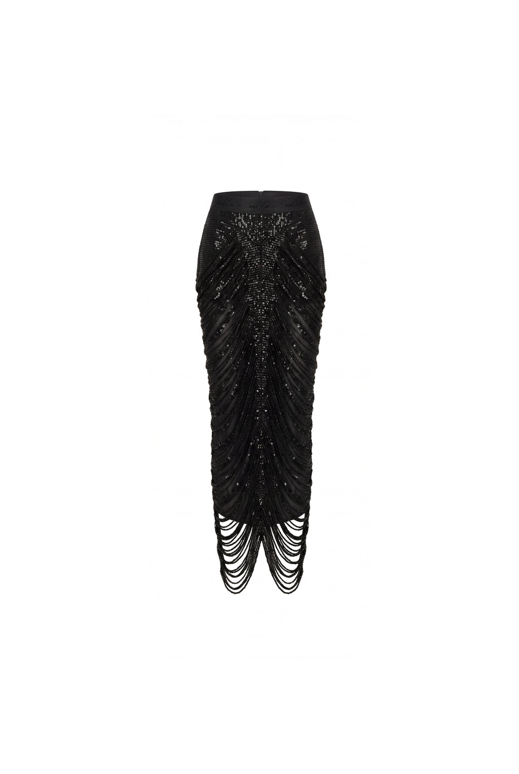 Black Sequins Evening Midi Skirt
