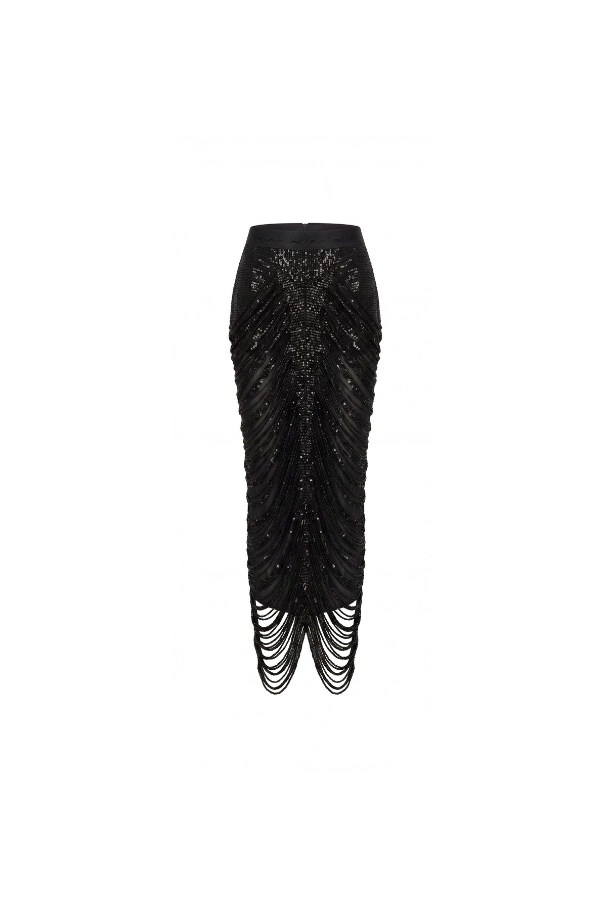 Black Sequins Evening Midi Skirt