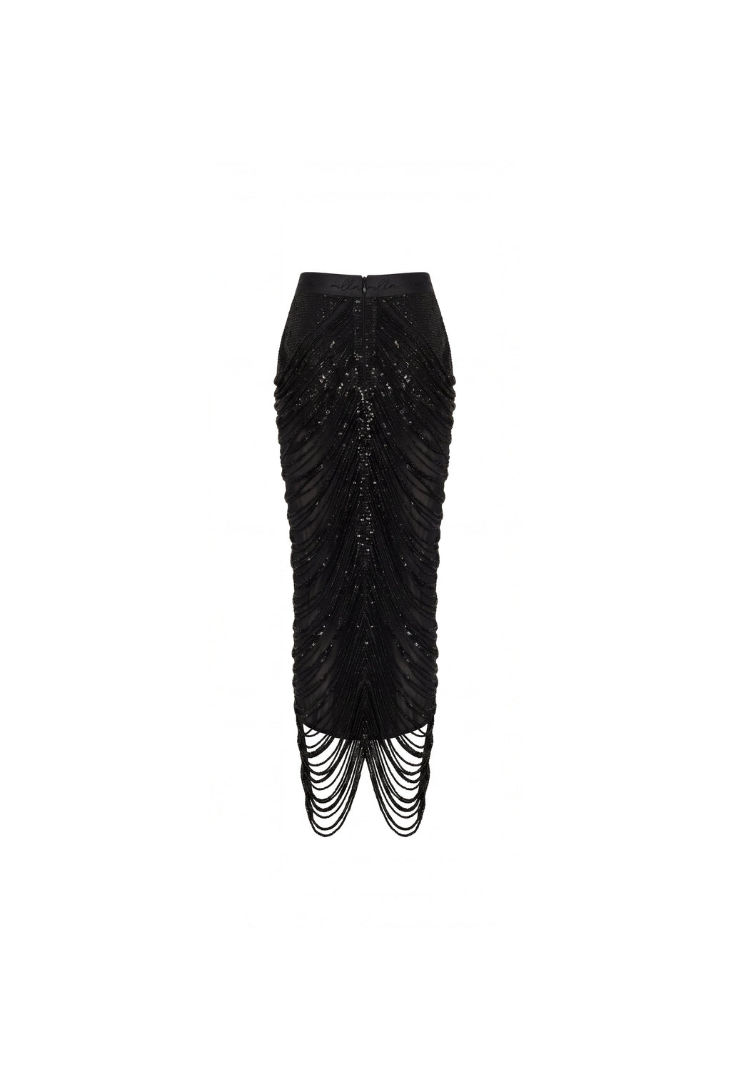 Black Sequins Evening Midi Skirt