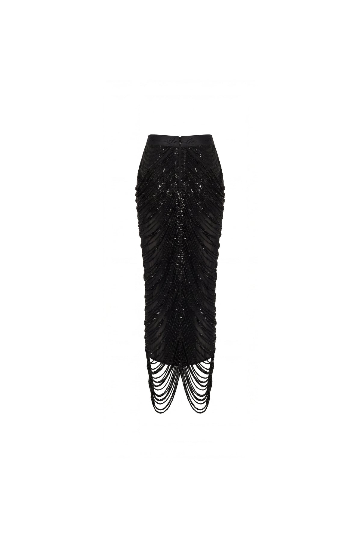 Black Sequins Evening Midi Skirt