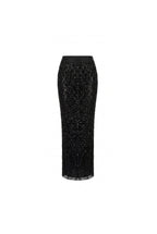 Black Sequin Lace Embroidered Maxi Skirt