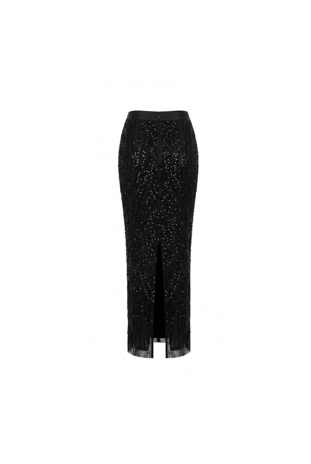 Black Sequin Lace Embroidered Maxi Skirt