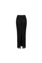 Black Sequin Lace Embroidered Maxi Skirt