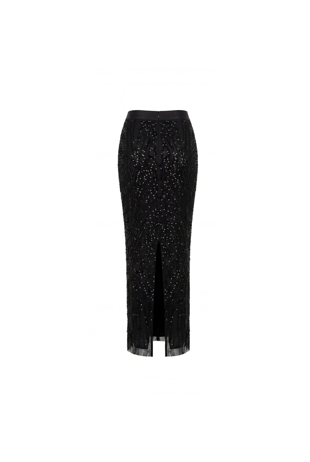 Black Sequin Lace Embroidered Maxi Skirt