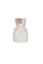 Tea Rose Print Satin Corset Mini Dress