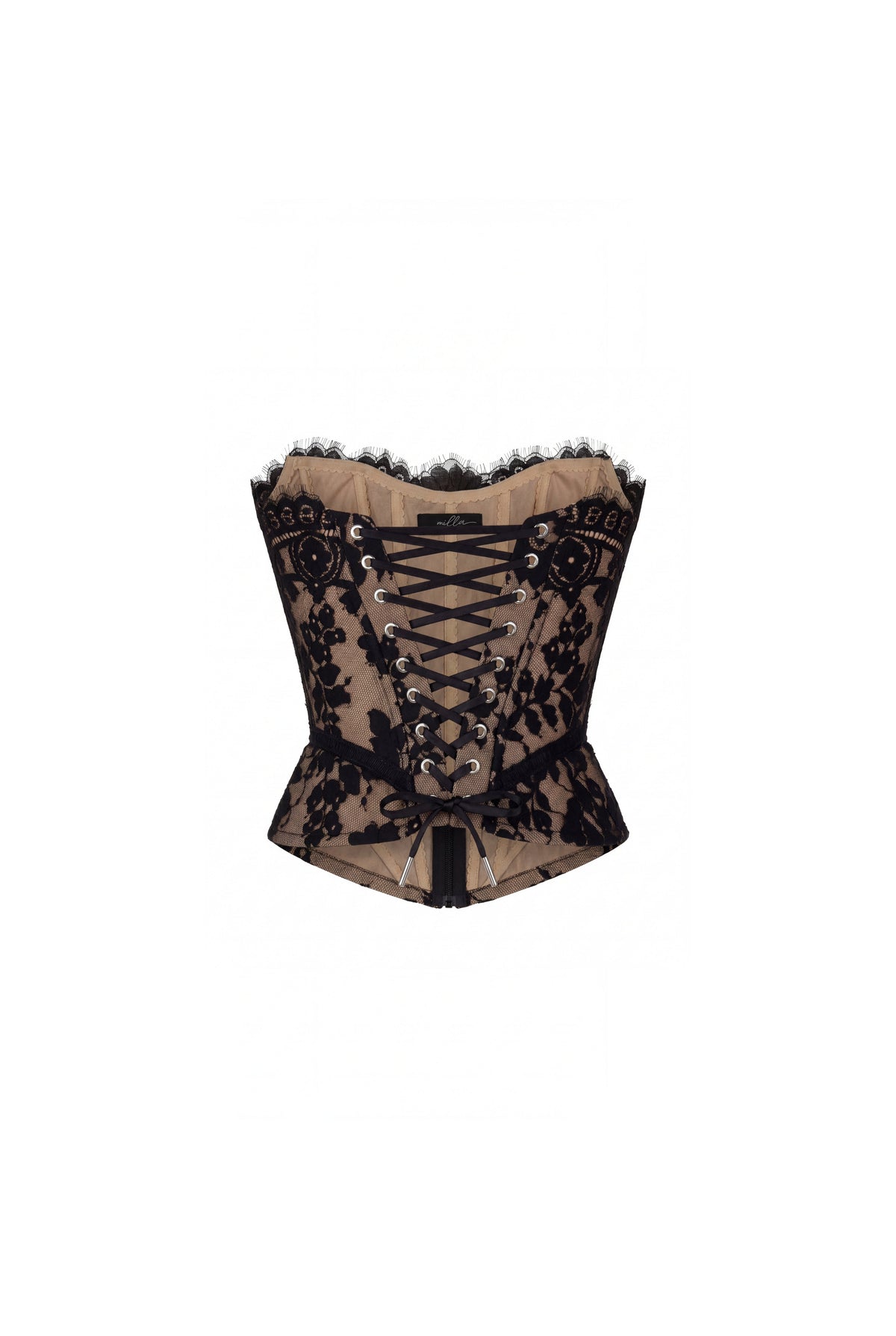 Nude Base Black Lace Handmade Sculpting Corset