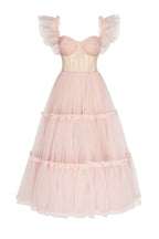 Misty Rose Ruffled Tulle Midi Dress - Milla