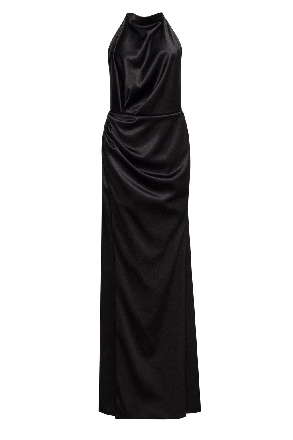 Black Mock neck sleeveless low slit dress - Milla