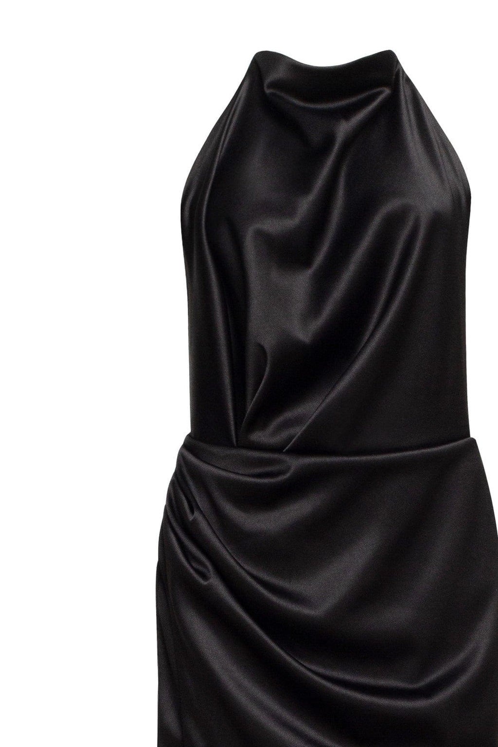 Black Mock neck sleeveless low slit dress - Milla