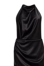 Black Mock neck sleeveless low slit dress - Milla