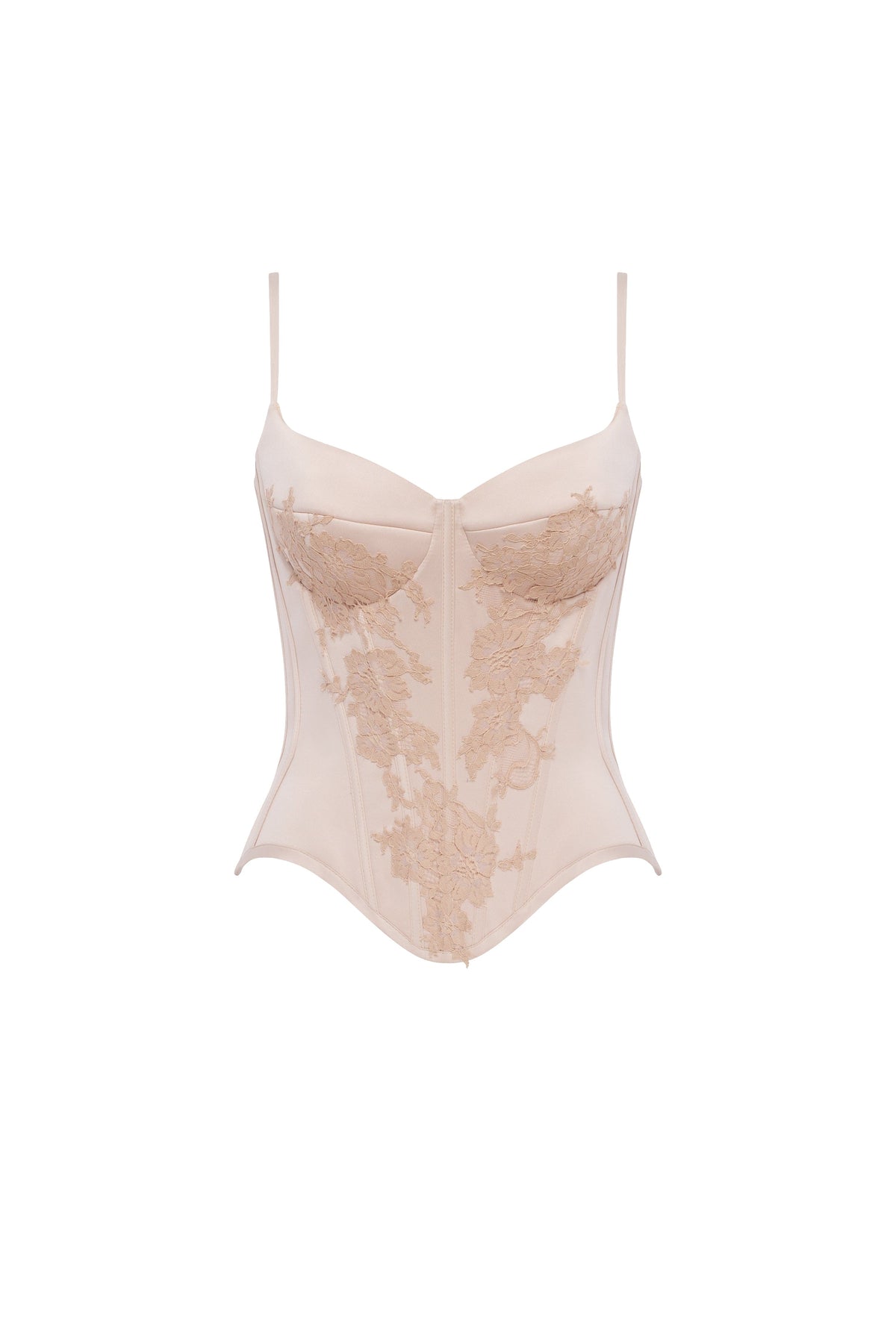 Vintage Lace-Up Soft Beige Lace Corset