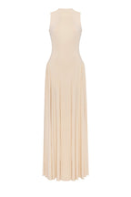 Fitted-Pleated A-Line Nude Formal Dress