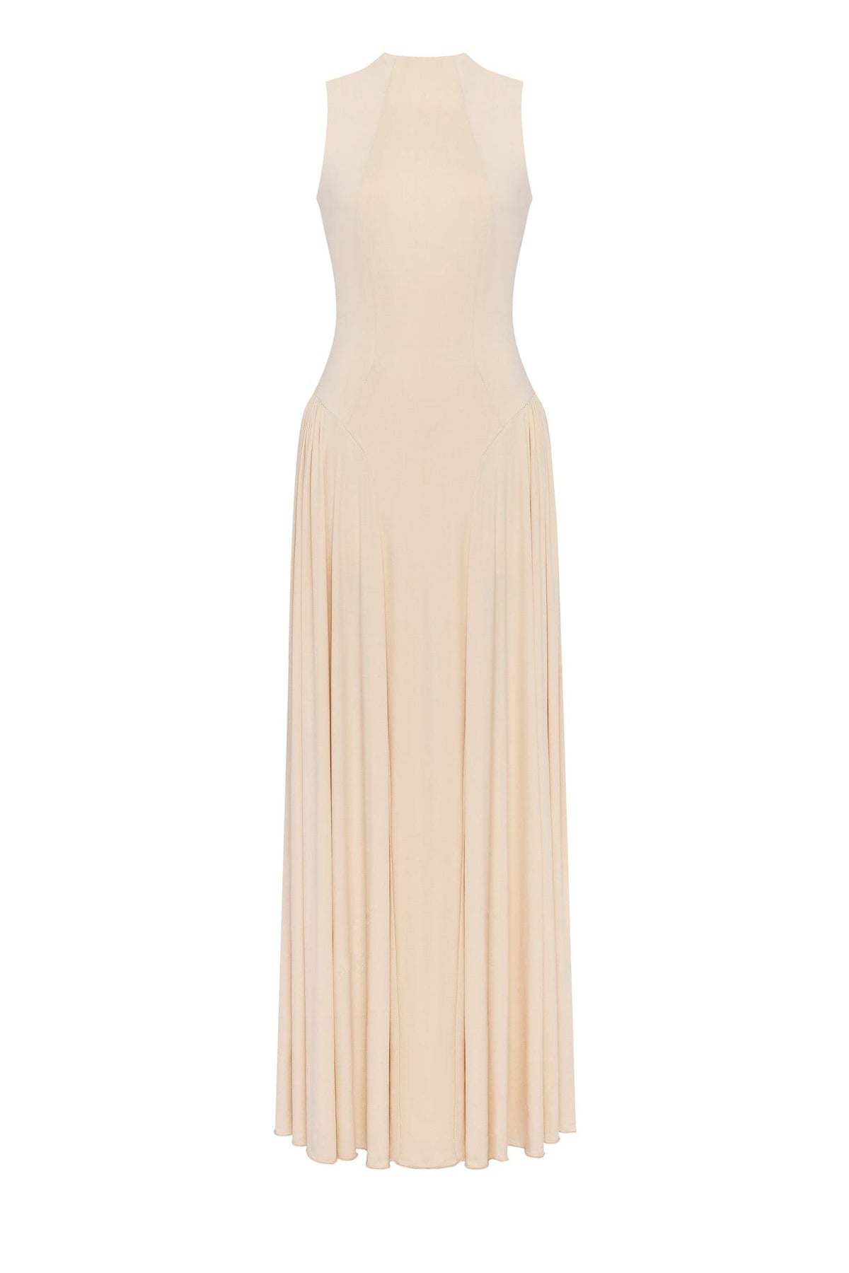 Fitted-Pleated A-Line Nude Formal Dress