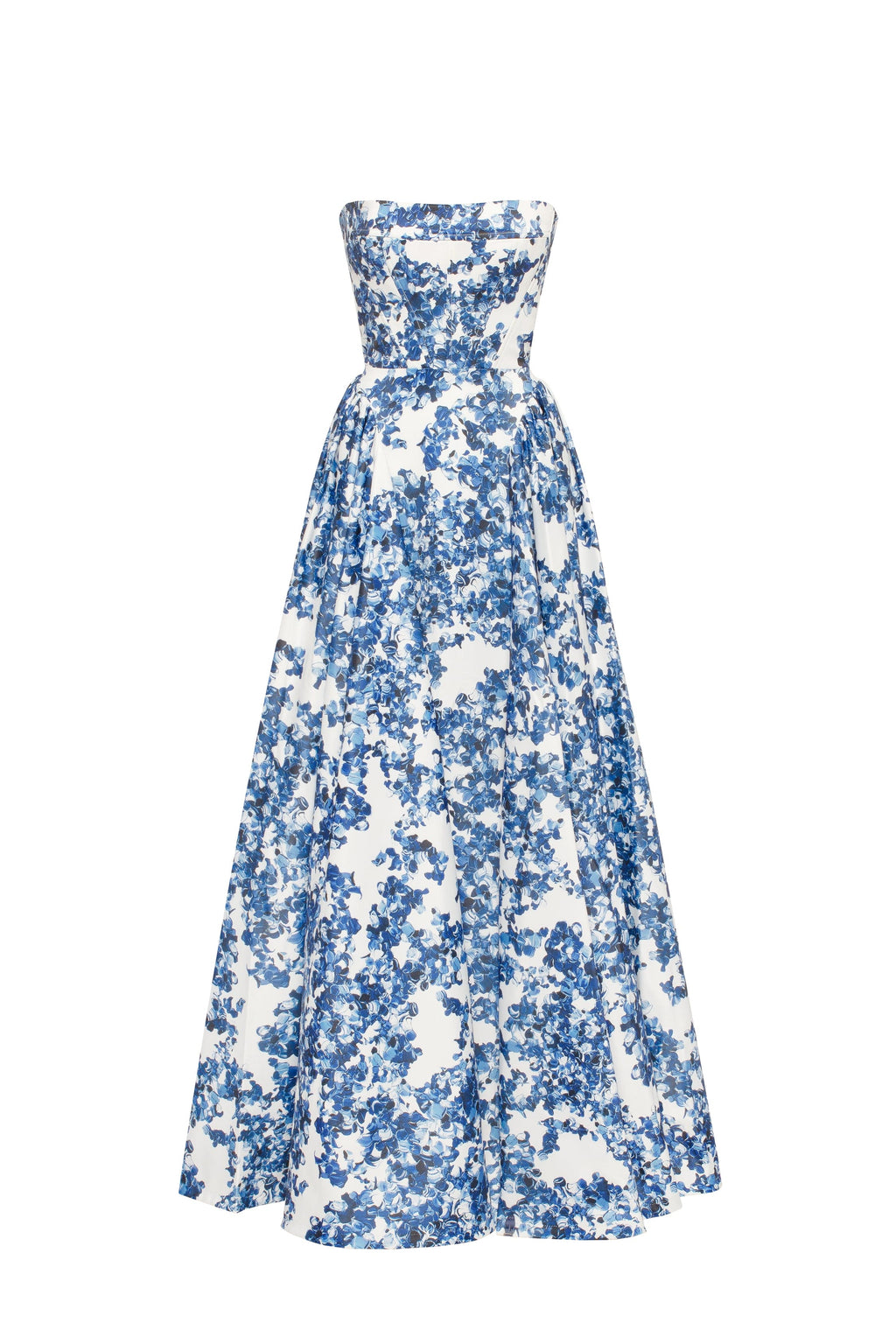 Sleeveless-Straight-Neck Pastel-Blue Floral Dress