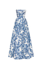 Sleeveless-Straight-Neck Pastel-Blue Floral Dress