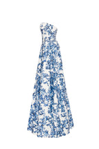 Sleeveless-Straight-Neck Pastel-Blue Floral Dress