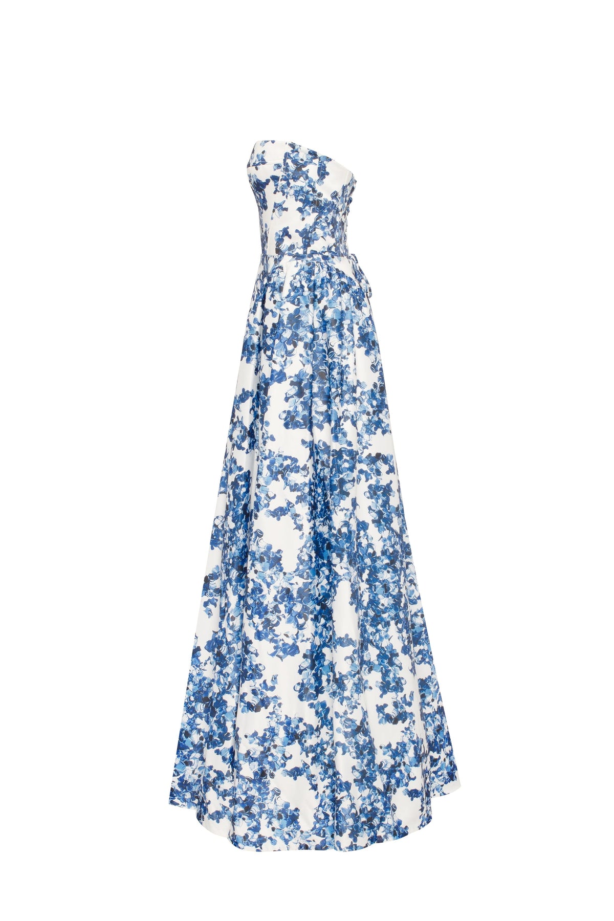 Sleeveless-Straight-Neck Pastel-Blue Floral Dress
