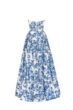 Sleeveless-Straight-Neck Pastel-Blue Floral Dress