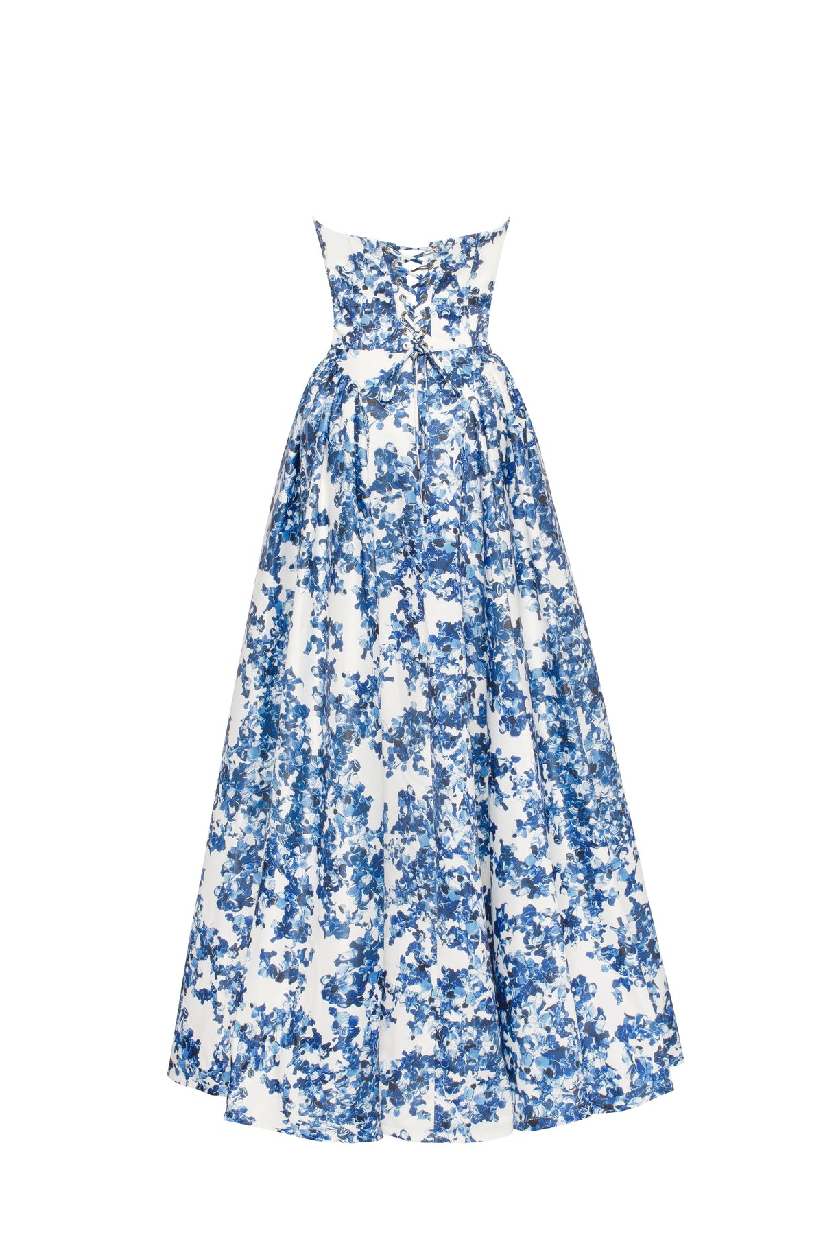 Sleeveless-Straight-Neck Pastel-Blue Floral Dress