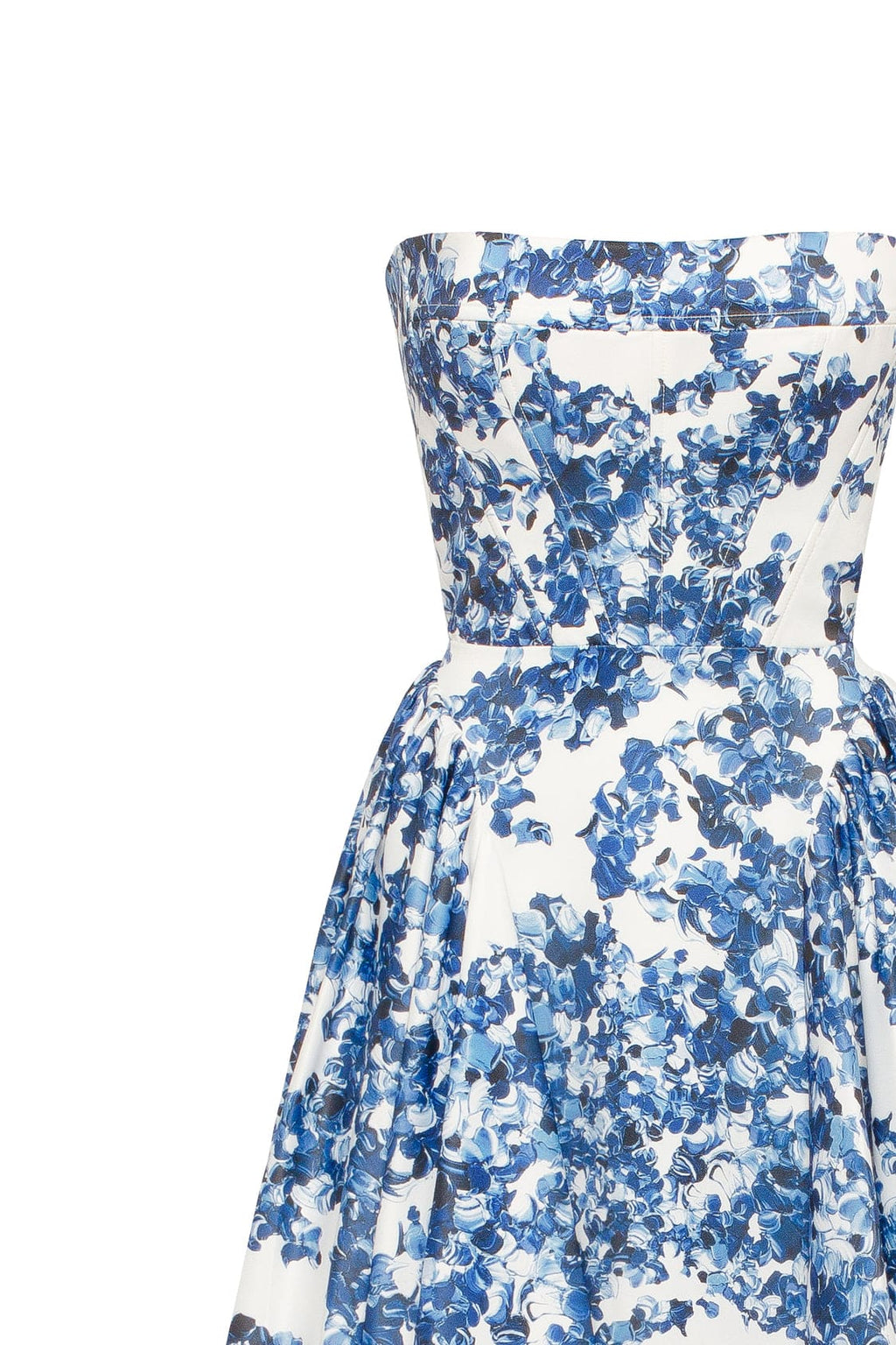 Sleeveless-Straight-Neck Pastel-Blue Floral Dress
