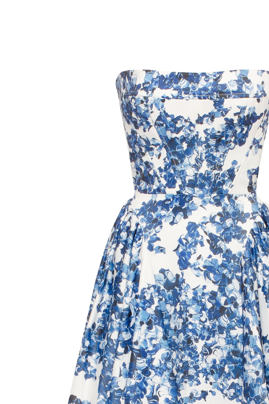 Sleeveless-Straight-Neck Pastel-Blue Floral Dress