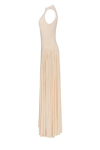 Fitted-Pleated A-Line Nude Formal Dress