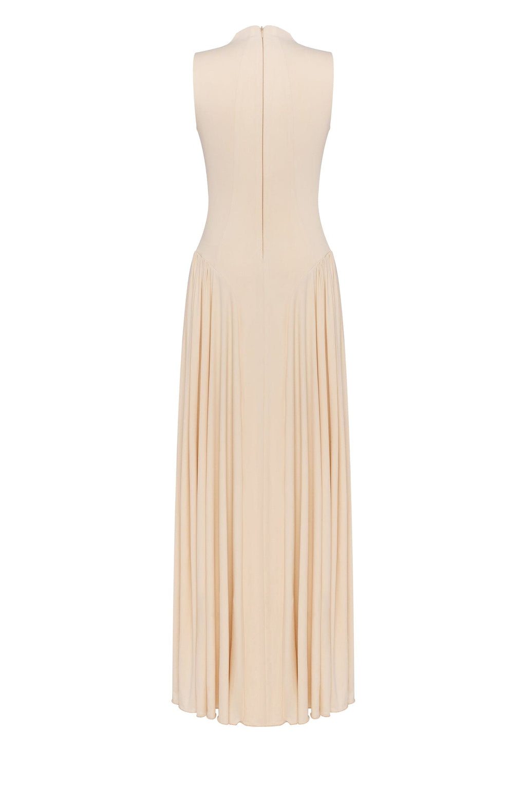 Fitted-Pleated A-Line Nude Formal Dress