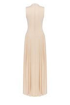 Fitted-Pleated A-Line Nude Formal Dress