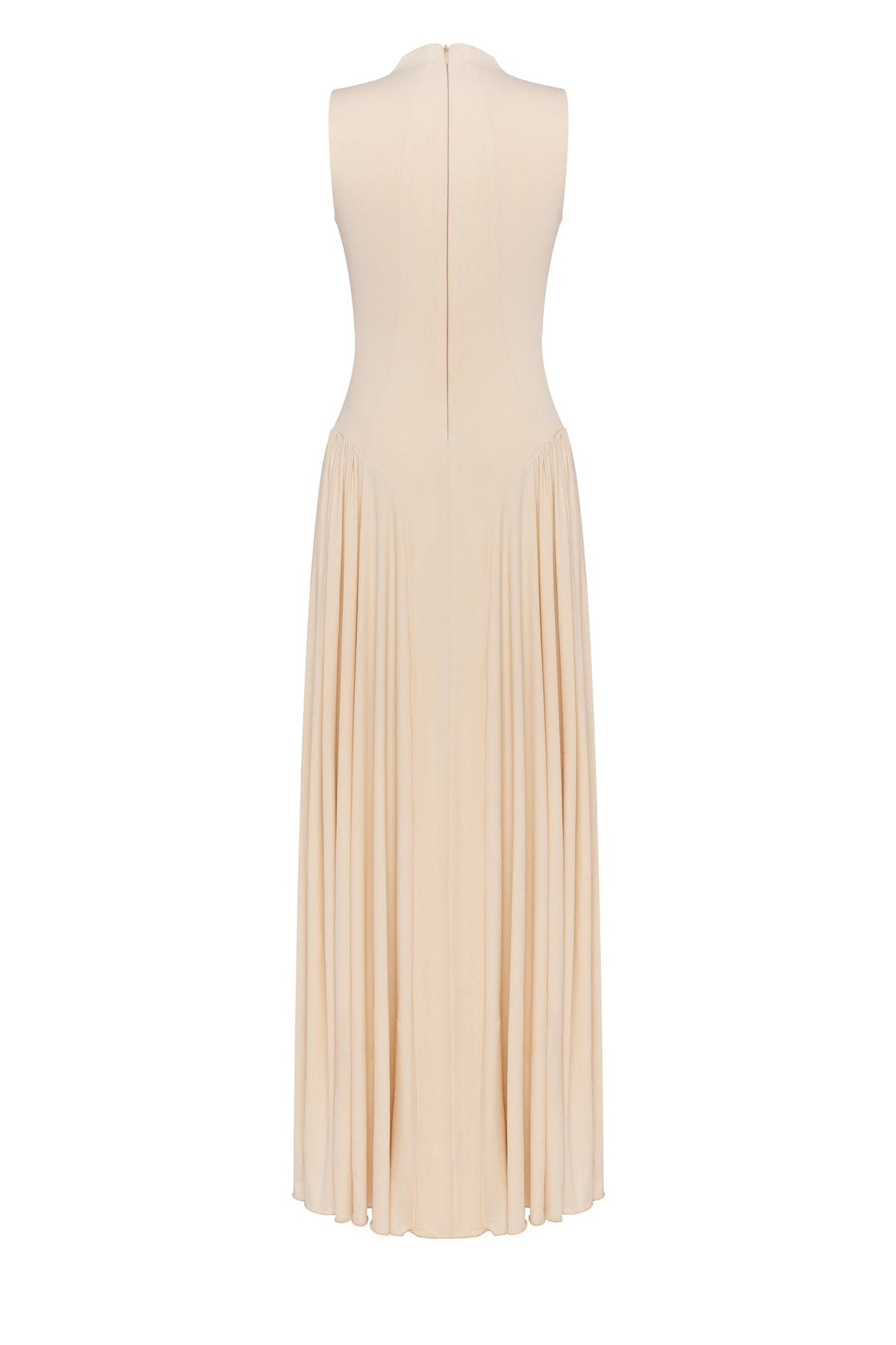 Fitted-Pleated A-Line Nude Formal Dress