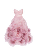 Misty-Rose Organza Sweetheart Midi Dress