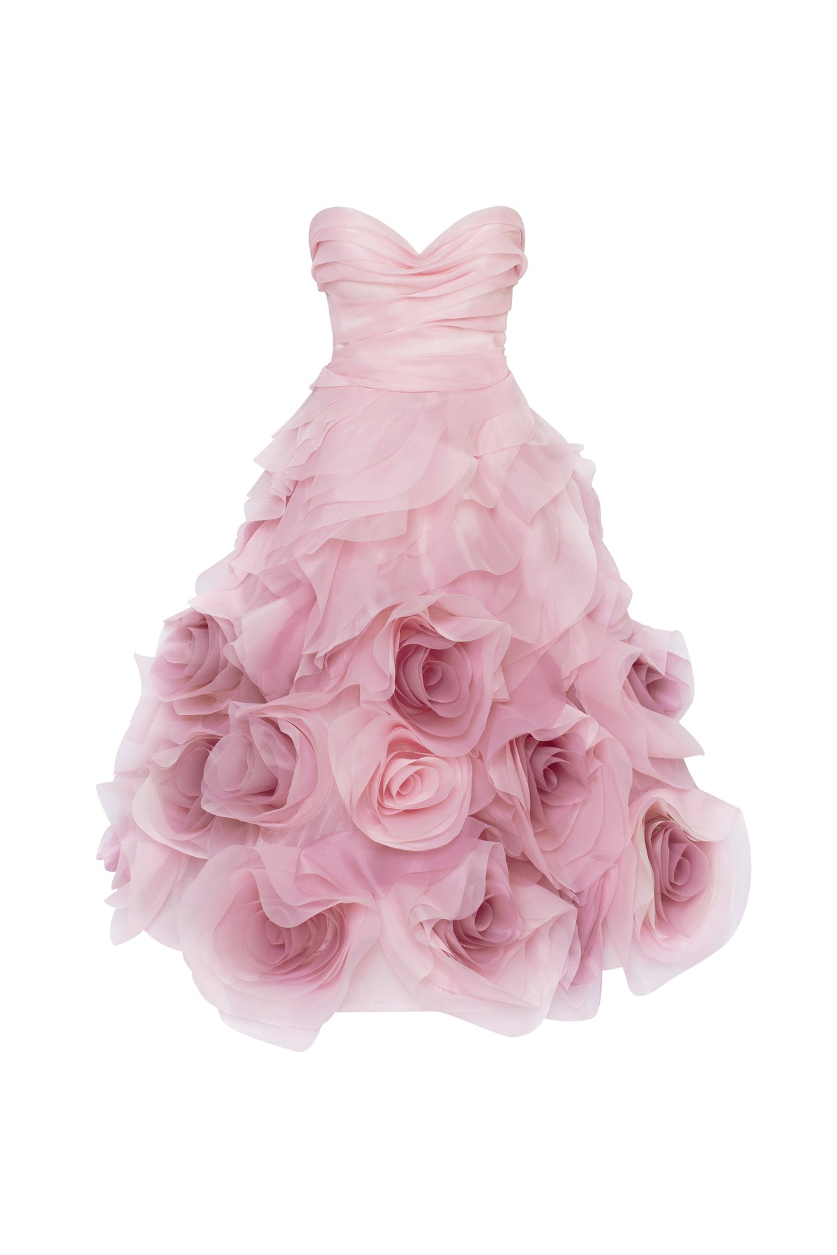 Misty-Rose Organza Sweetheart Midi Dress