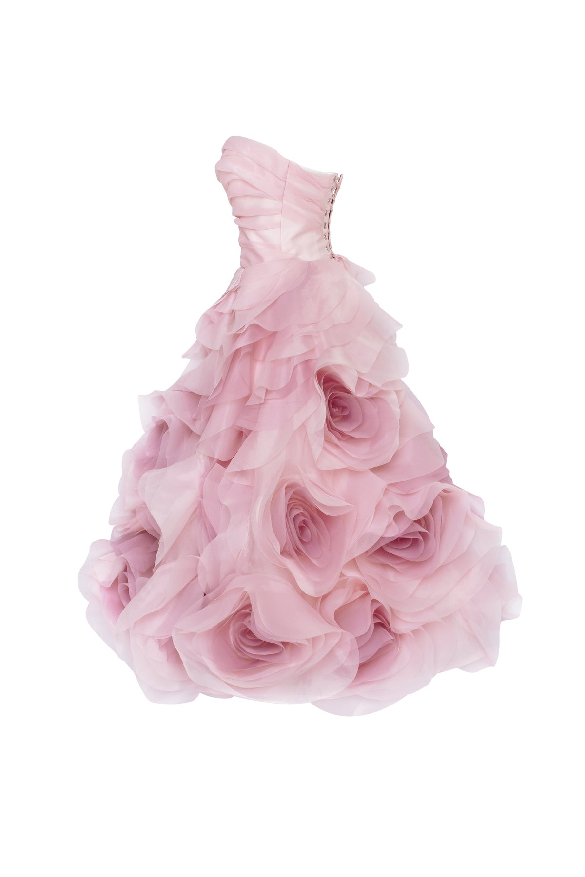 Misty-Rose Organza Sweetheart Midi Dress
