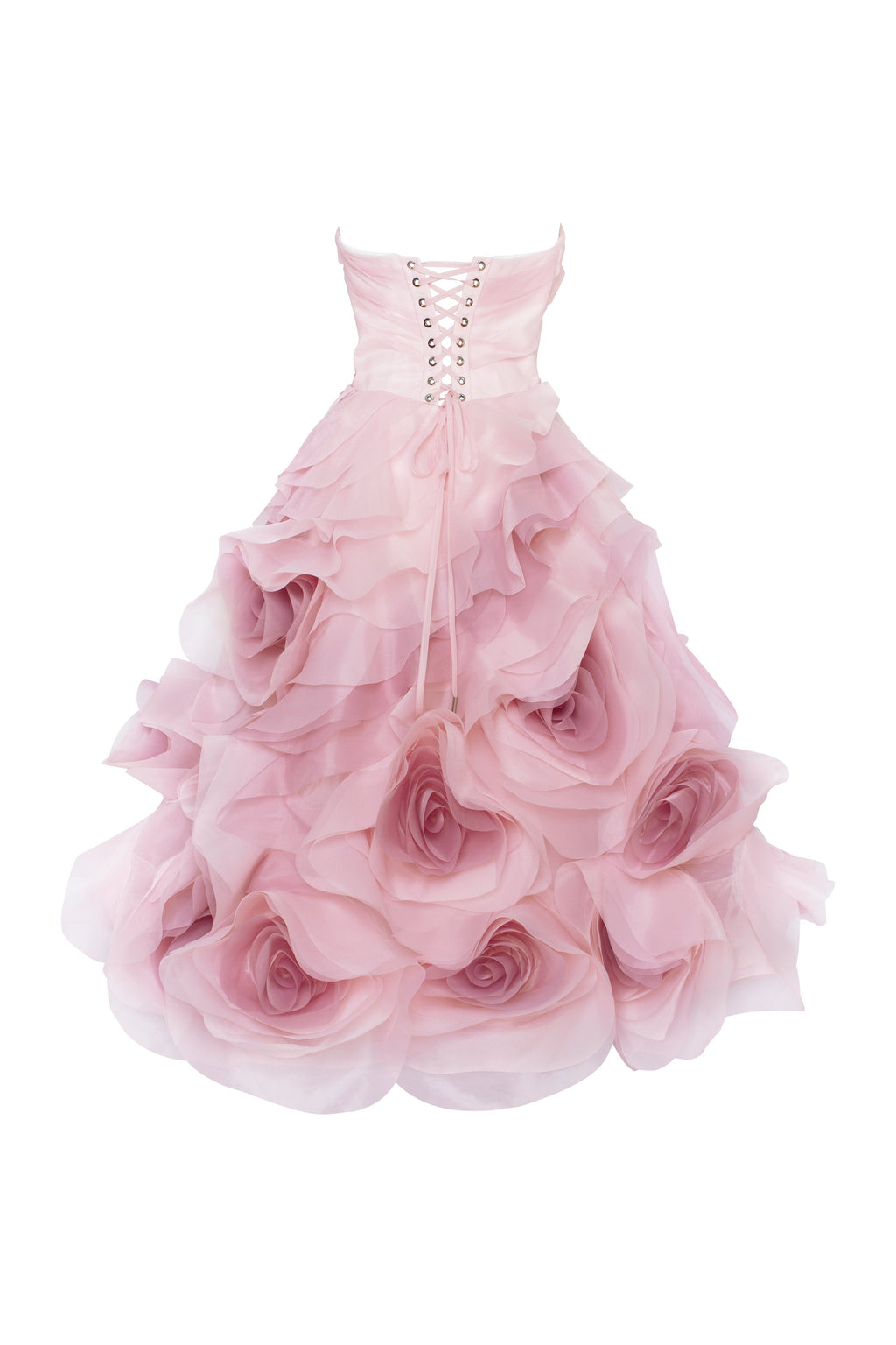 Misty-Rose Organza Sweetheart Midi Dress