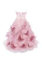 Misty-Rose Organza Sweetheart Midi Dress