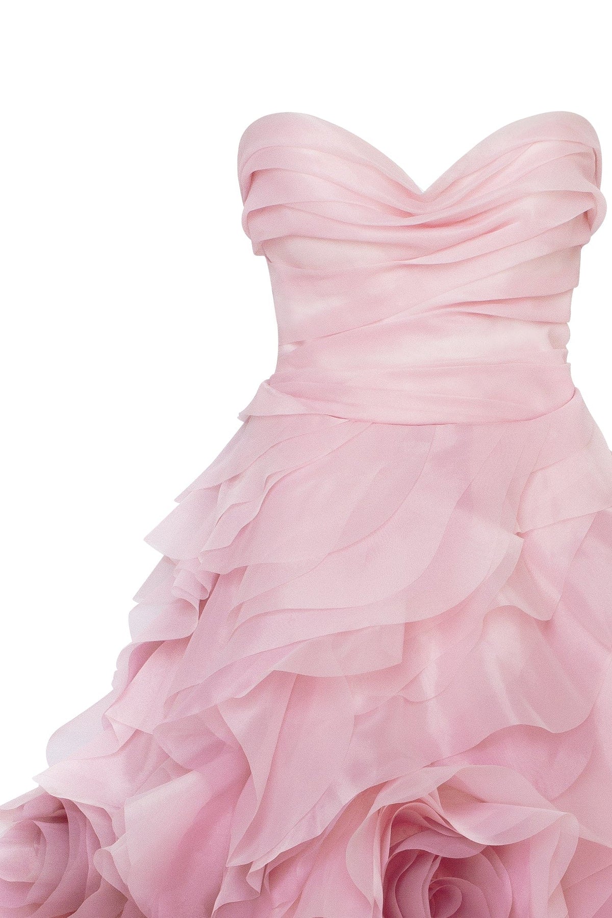 Misty-Rose Organza Sweetheart Midi Dress