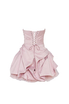 Draped-Fitted Rosette-Decorated Short Dress