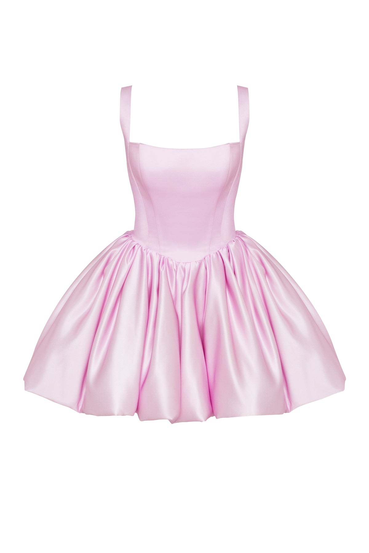 Satin Bubble Skirt Pink Mini Dress