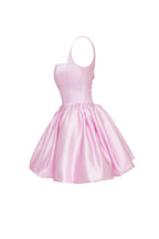 Satin Bubble Skirt Pink Mini Dress