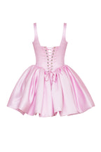 Satin Bubble Skirt Pink Mini Dress