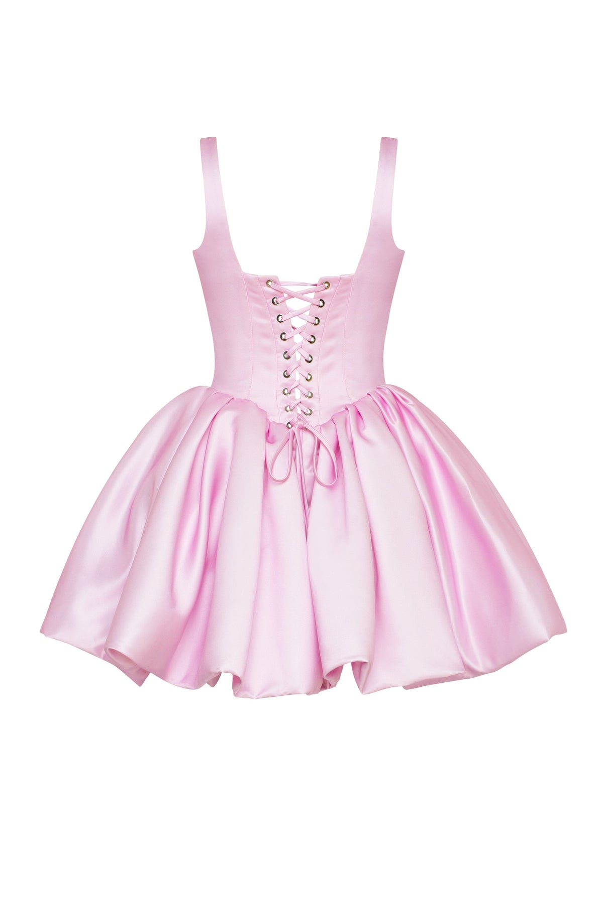 Satin Bubble Skirt Pink Mini Dress